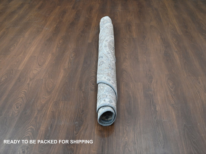 8'0" x 8'0" New Hand Knotted Grey Wool Round Oriental Rug - MOA10284223