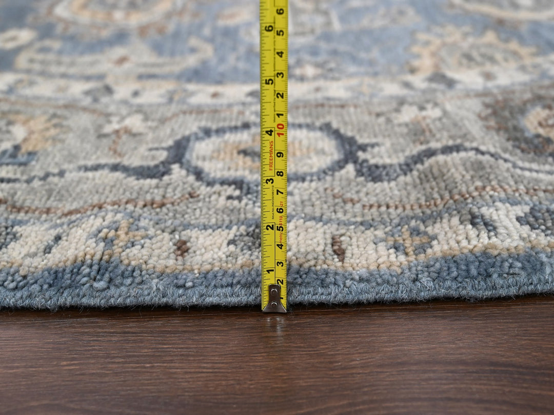 8'0" x 8'0" New Hand Knotted Grey Wool Round Oriental Rug - MOA10284223