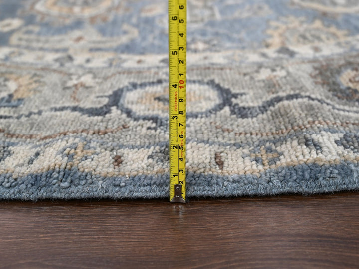 8'0" x 8'0" New Hand Knotted Grey Wool Round Oriental Rug - MOA10284223