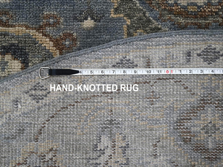 8'0" x 8'0" New Hand Knotted Grey Wool Round Oriental Rug - MOA10284223