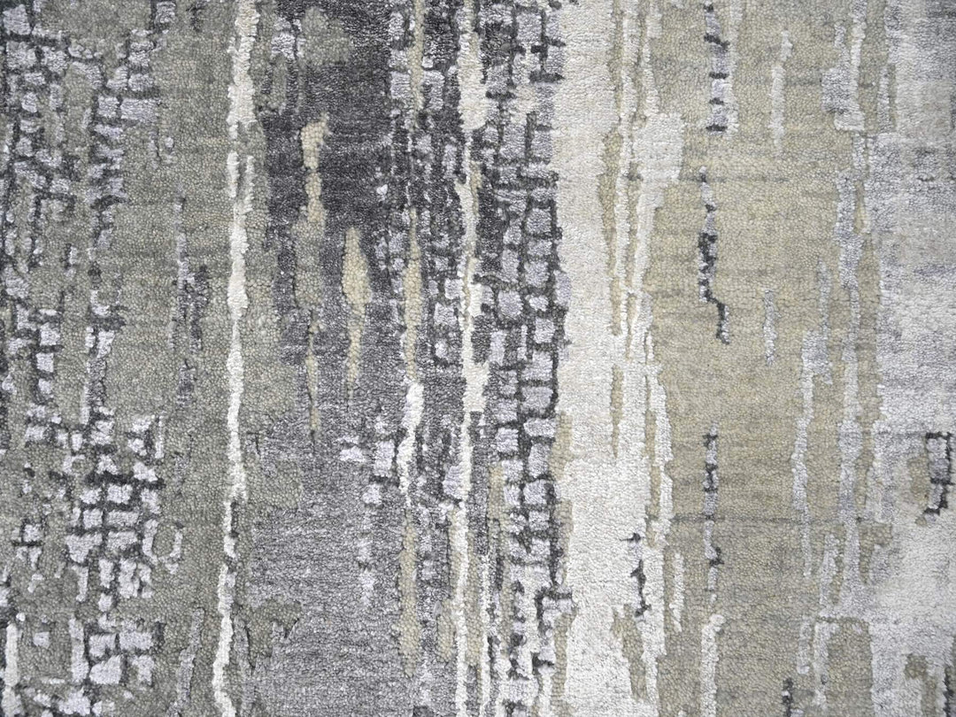 2'9" x 22'3" New Hand Knotted Grey Wool & Silk Runner Oriental Rug - MOA10284234