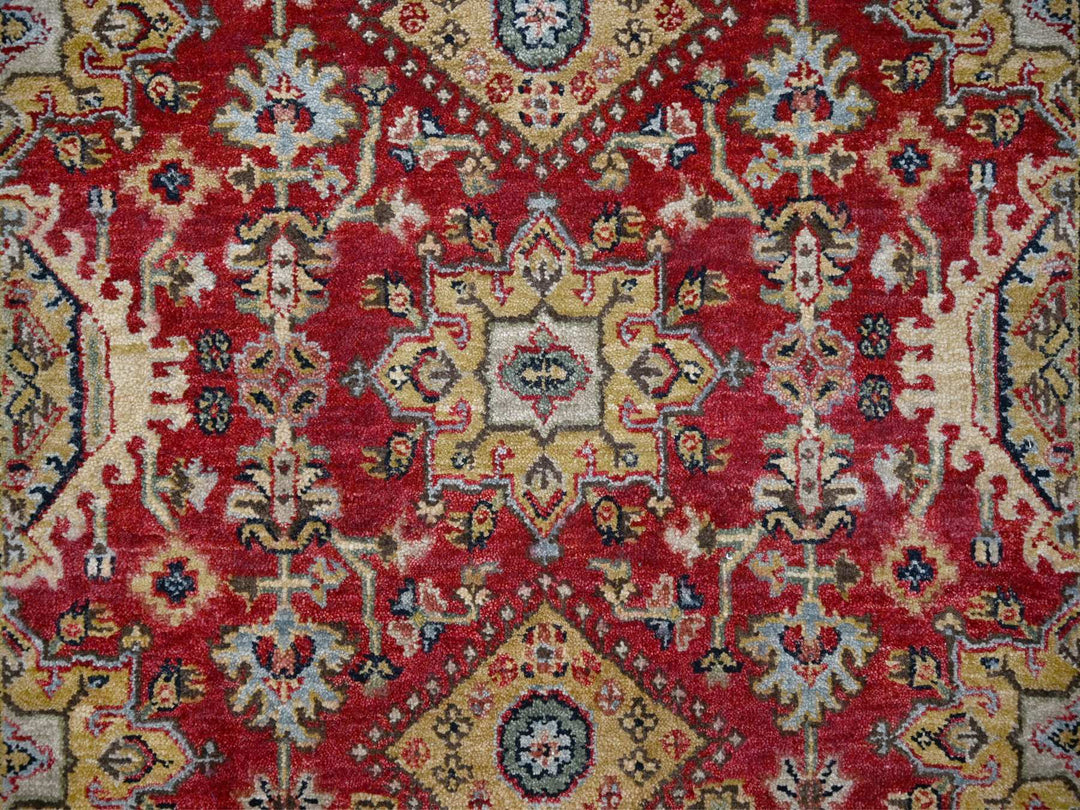 4'1" x 6'0" New Hand Knotted Red Wool Rectangle Oriental Rug - MOA10284261