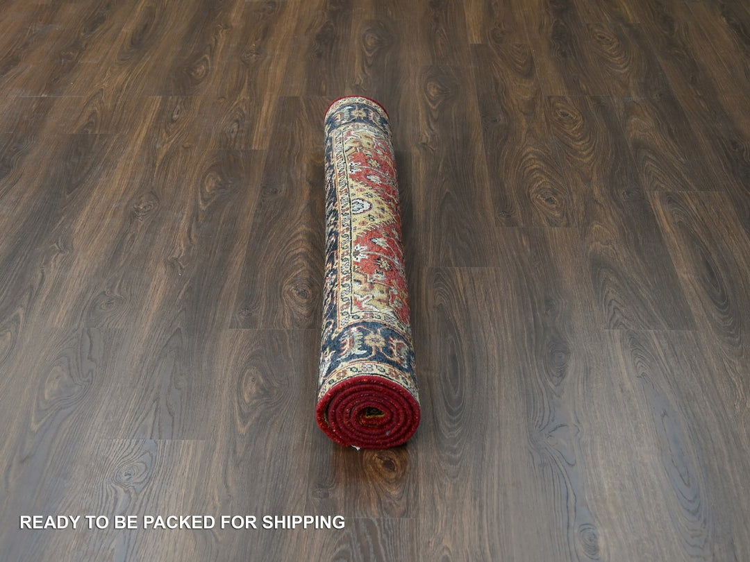 4'1" x 6'0" New Hand Knotted Red Wool Rectangle Oriental Rug - MOA10284261