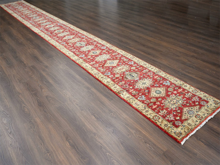2'10" x 24'9" New Hand Knotted Red Wool Runner Oriental Rug - MOA10284263