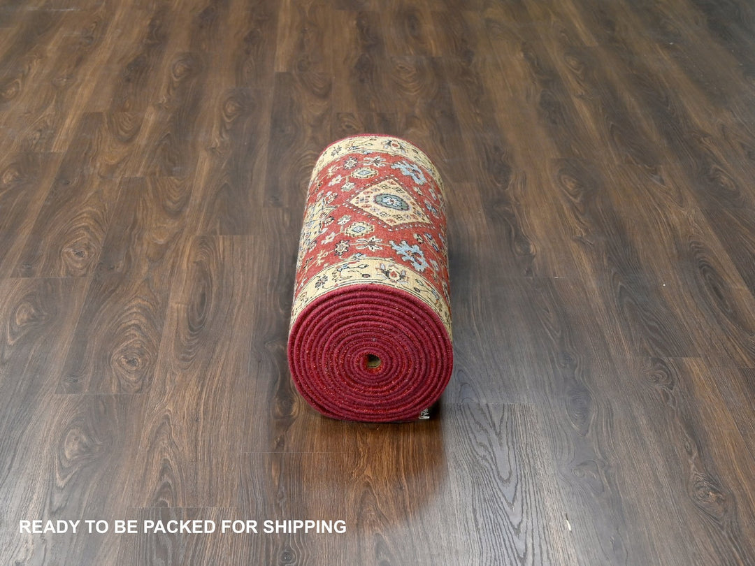 2'10" x 24'9" New Hand Knotted Red Wool Runner Oriental Rug - MOA10284263