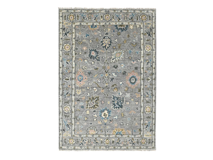 6'2" x 9'0" New Hand Knotted Grey Wool Rectangle Oriental Rug - MOA10284267
