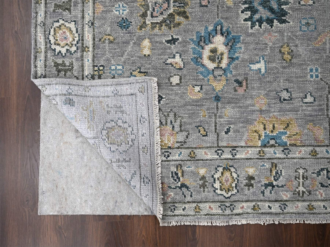 6'2" x 9'0" New Hand Knotted Grey Wool Rectangle Oriental Rug - MOA10284267