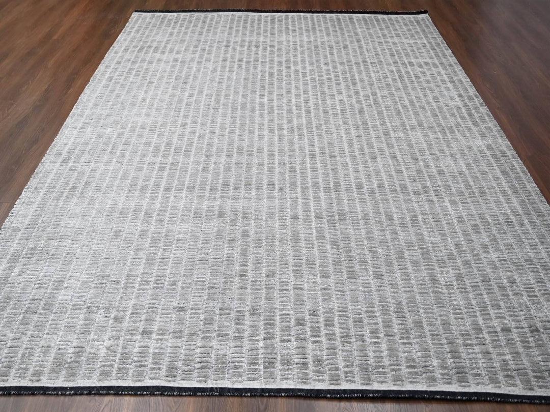 10'0" x 14'4" New Hand Loomed Grey Wool & Silk Rectangle Oriental Rug - MOA10284272