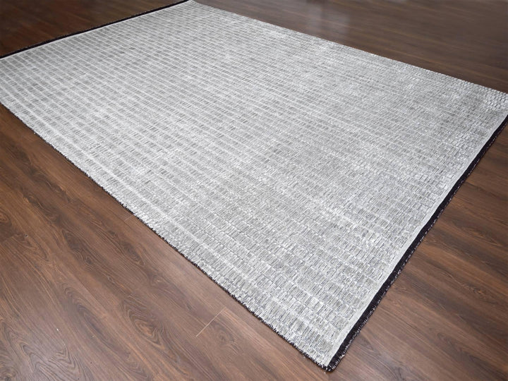 10'0" x 14'4" New Hand Loomed Grey Wool & Silk Rectangle Oriental Rug - MOA10284272