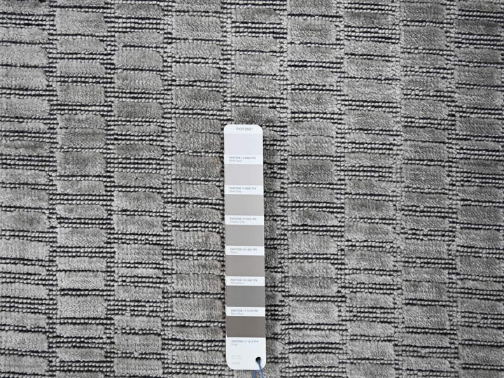 10'0" x 14'4" New Hand Loomed Grey Wool & Silk Rectangle Oriental Rug - MOA10284272