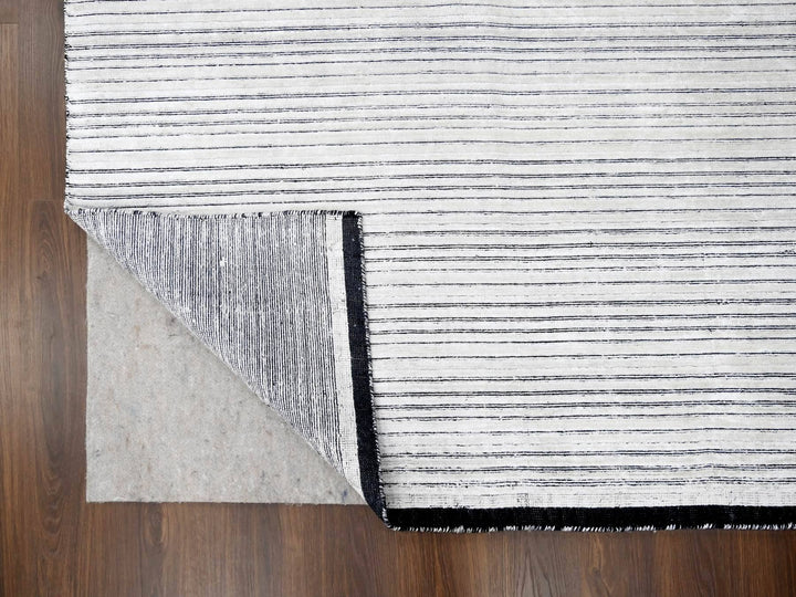 9'0" x 12'1" New Hand Loomed Ivory Wool & Silk Rectangle Oriental Rug - MOA10284279