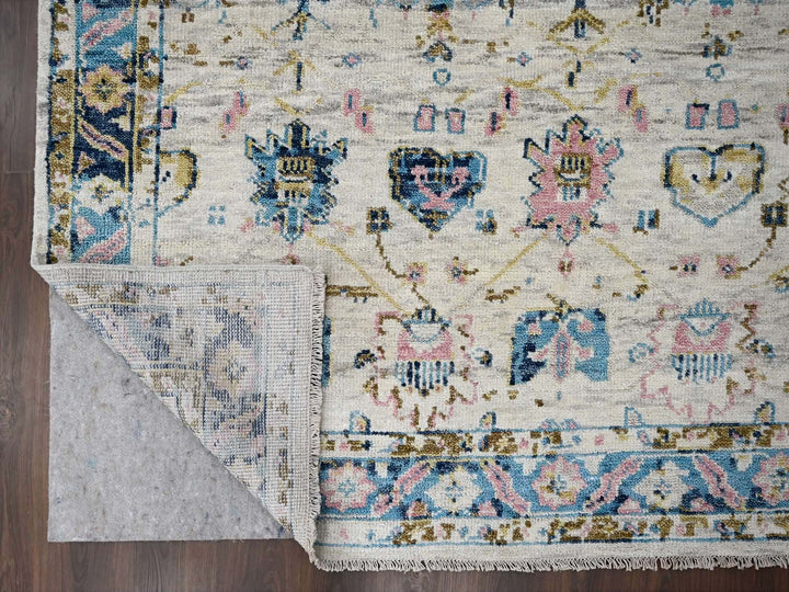 7'10" x 9'10" New Hand Knotted Ivory Wool Rectangle Oriental Rug - MOA10284293