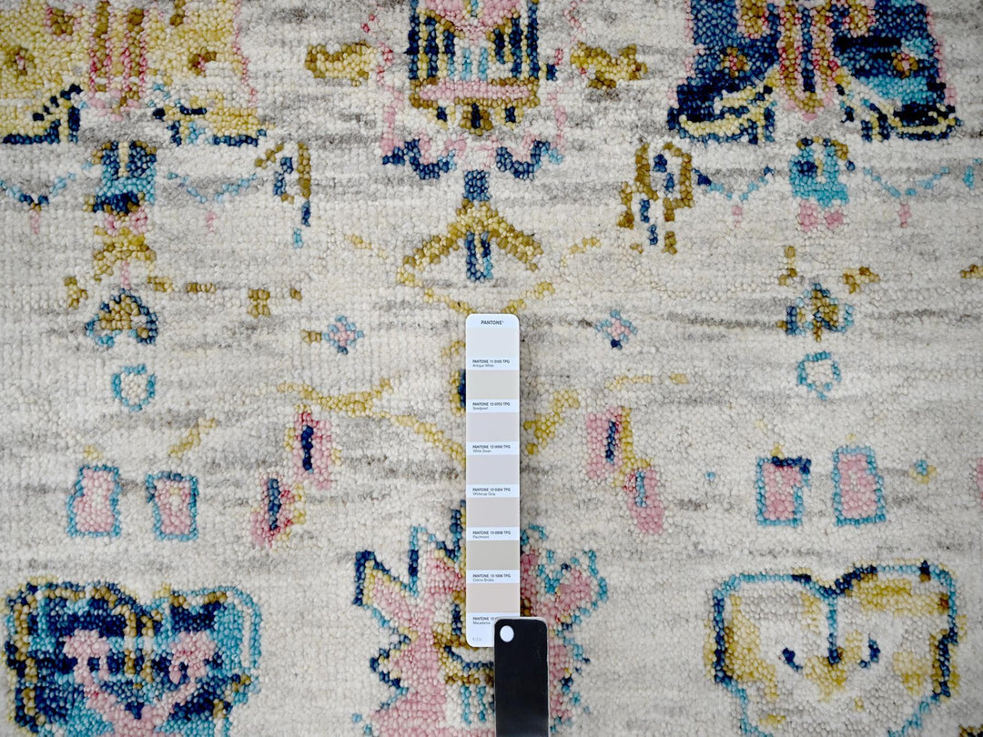 7'10" x 9'10" New Hand Knotted Ivory Wool Rectangle Oriental Rug - MOA10284293
