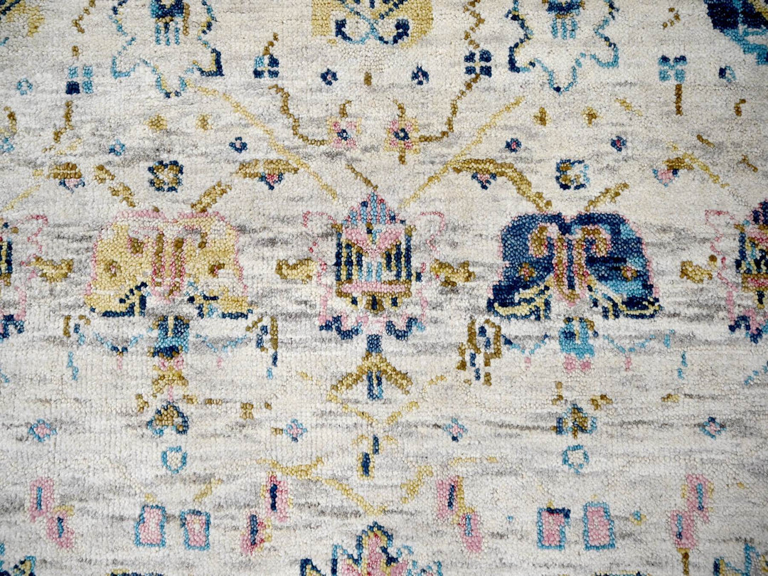 7'10" x 9'10" New Hand Knotted Ivory Wool Rectangle Oriental Rug - MOA10284293