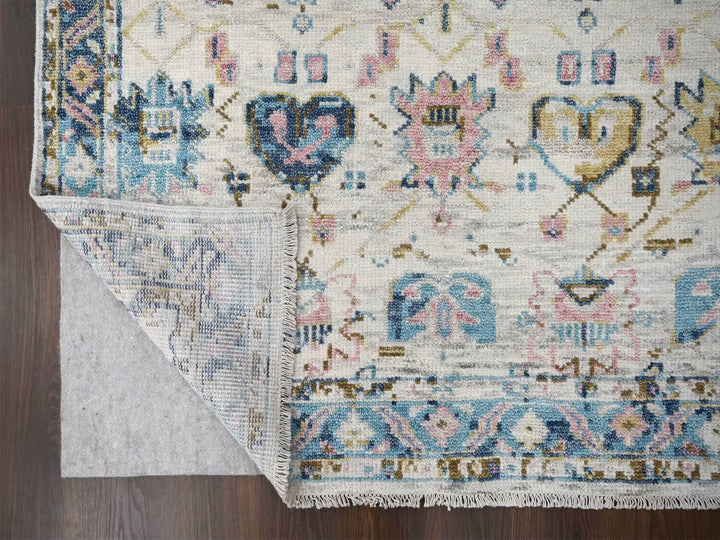 5'10" x 8'10" New Hand Knotted Ivory Wool Rectangle Oriental Rug - MOA10284294