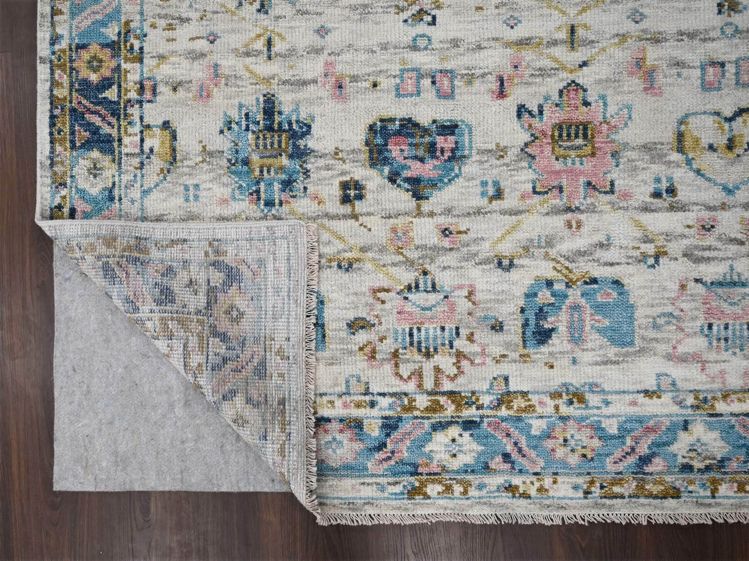 7'10" x 9'10" New Hand Knotted Ivory Wool Rectangle Oriental Rug - MOA10284295