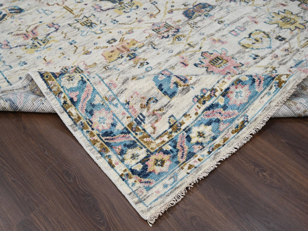 7'10" x 9'10" New Hand Knotted Ivory Wool Rectangle Oriental Rug - MOA10284295
