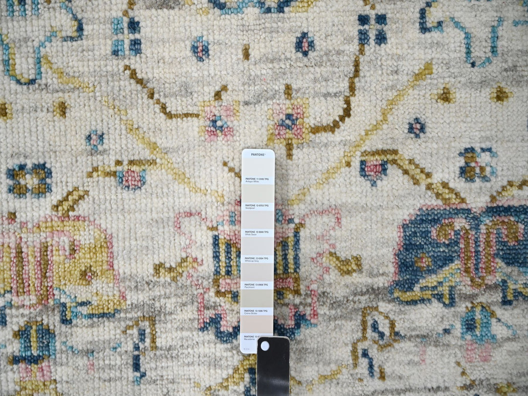 7'10" x 9'10" New Hand Knotted Ivory Wool Rectangle Oriental Rug - MOA10284295
