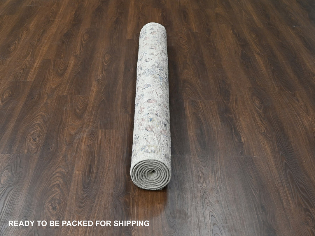 6'0" x 9'0" New Hand Knotted Ivory Wool Rectangle Oriental Rug - MOA10284296