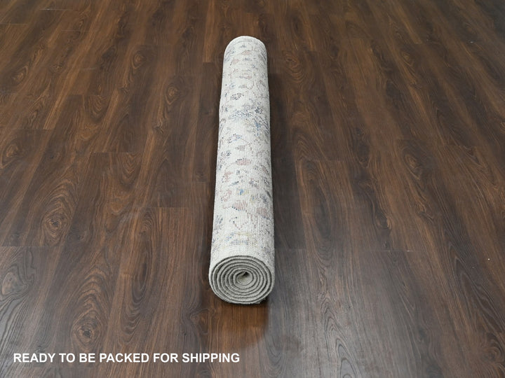 6'0" x 9'0" New Hand Knotted Ivory Wool Rectangle Oriental Rug - MOA10284296