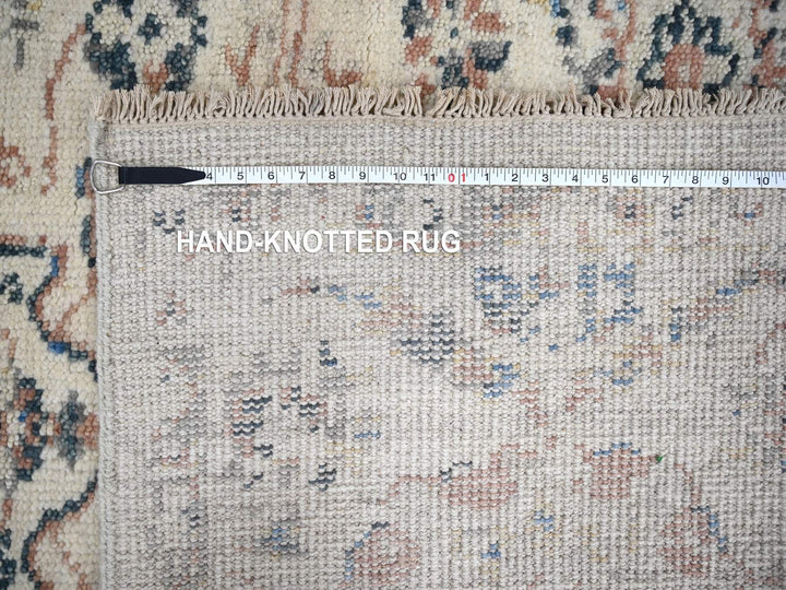 6'0" x 9'0" New Hand Knotted Ivory Wool Rectangle Oriental Rug - MOA10284296