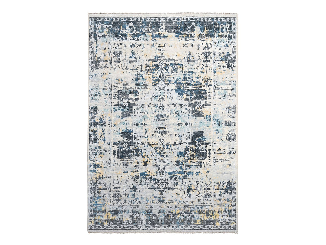 8'10" x 12'0" New Hand Knotted Ivory Wool Rectangle Oriental Rug - MOA10284302