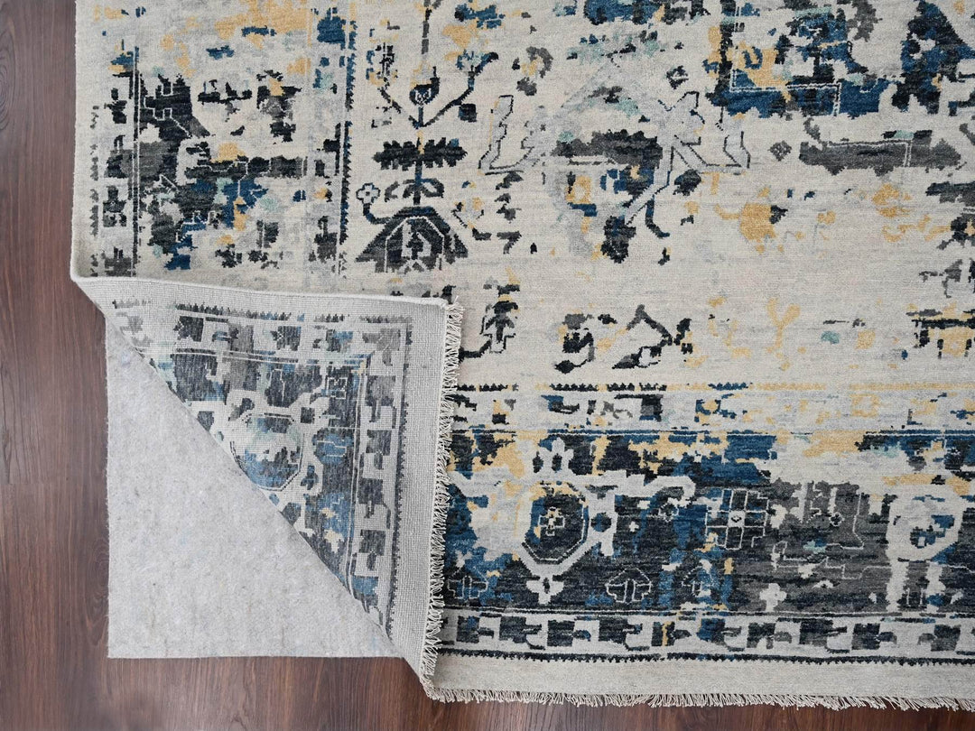 8'10" x 12'0" New Hand Knotted Ivory Wool Rectangle Oriental Rug - MOA10284302