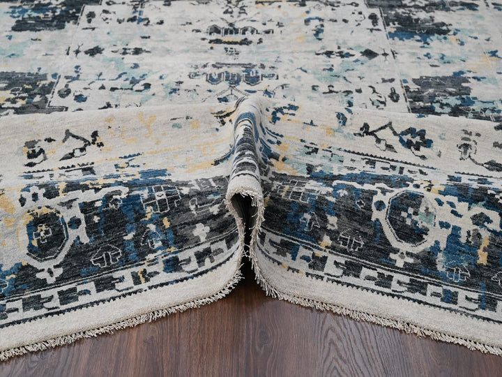8'10" x 12'0" New Hand Knotted Ivory Wool Rectangle Oriental Rug - MOA10284302
