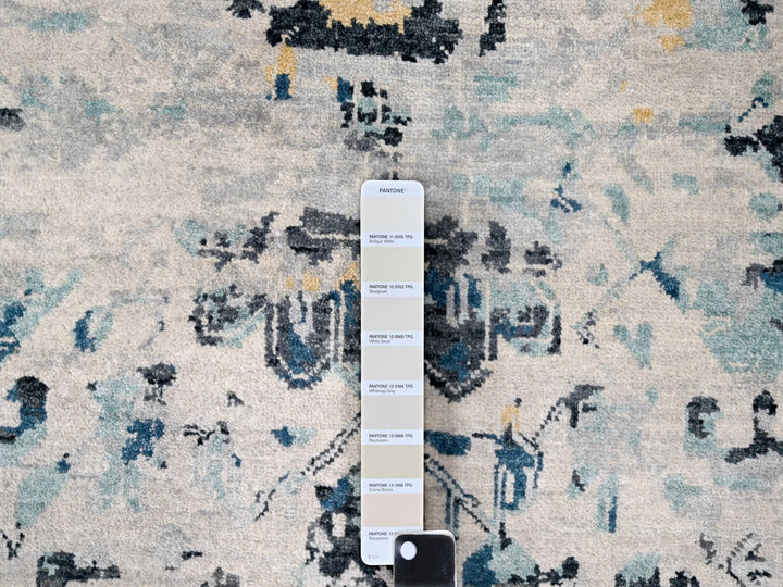 8'10" x 12'0" New Hand Knotted Ivory Wool Rectangle Oriental Rug - MOA10284302