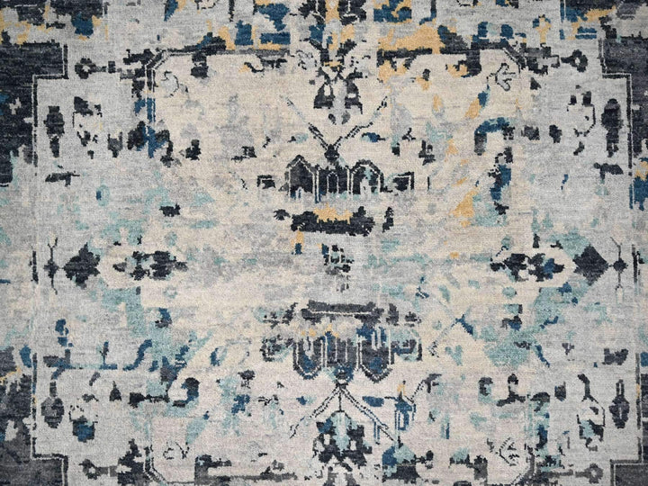 8'10" x 12'0" New Hand Knotted Ivory Wool Rectangle Oriental Rug - MOA10284302