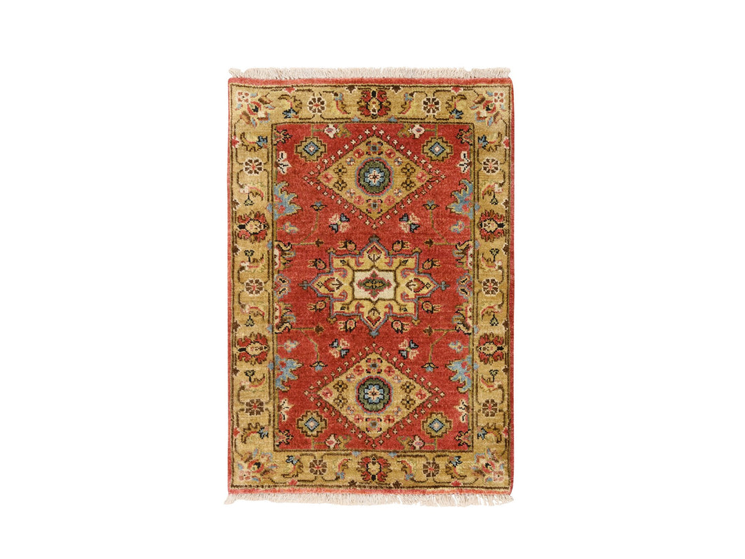 2'0" x 3'0" New Hand Knotted Red Wool Rectangle Oriental Rug - MOA10284306