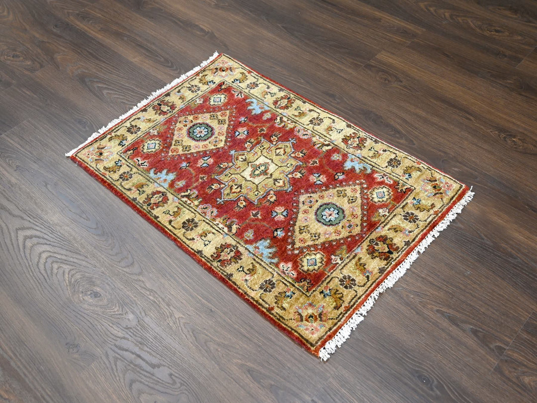 2'0" x 3'0" New Hand Knotted Red Wool Rectangle Oriental Rug - MOA10284306
