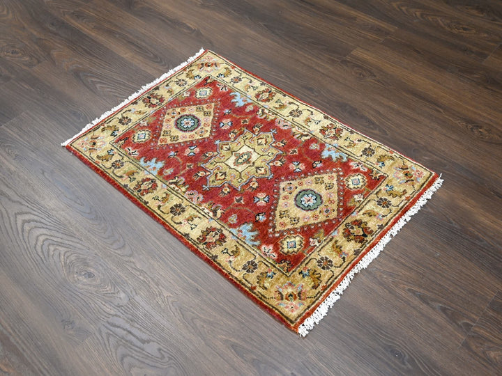 2'0" x 3'0" New Hand Knotted Red Wool Rectangle Oriental Rug - MOA10284306