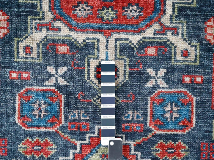 7'9" x 7'9" New Hand Knotted Black Wool Round Oriental Rug - MOA10284319