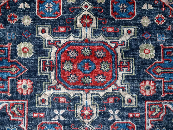 7'9" x 7'9" New Hand Knotted Black Wool Round Oriental Rug - MOA10284319