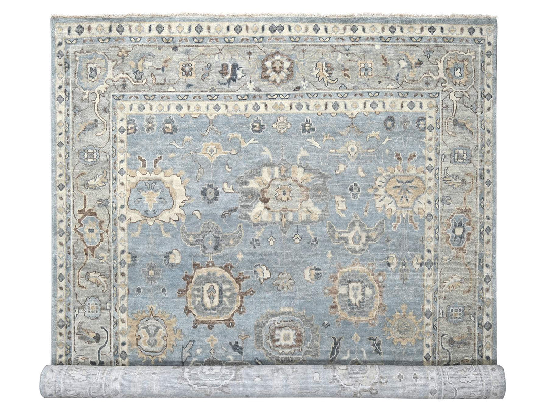 11'9" x 14'10" New Hand Knotted Grey Wool Rectangle Oriental Rug - MOA10284324