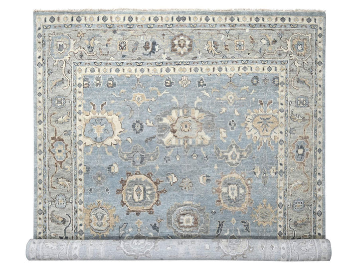 11'9" x 14'10" New Hand Knotted Grey Wool Rectangle Oriental Rug - MOA10284324