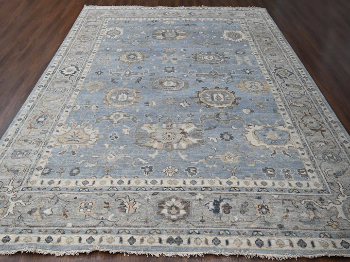 11'9" x 14'10" New Hand Knotted Grey Wool Rectangle Oriental Rug - MOA10284324