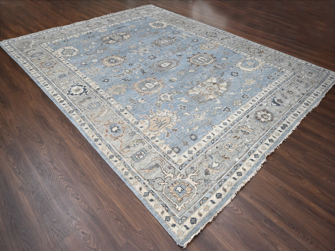 11'9" x 14'10" New Hand Knotted Grey Wool Rectangle Oriental Rug - MOA10284324