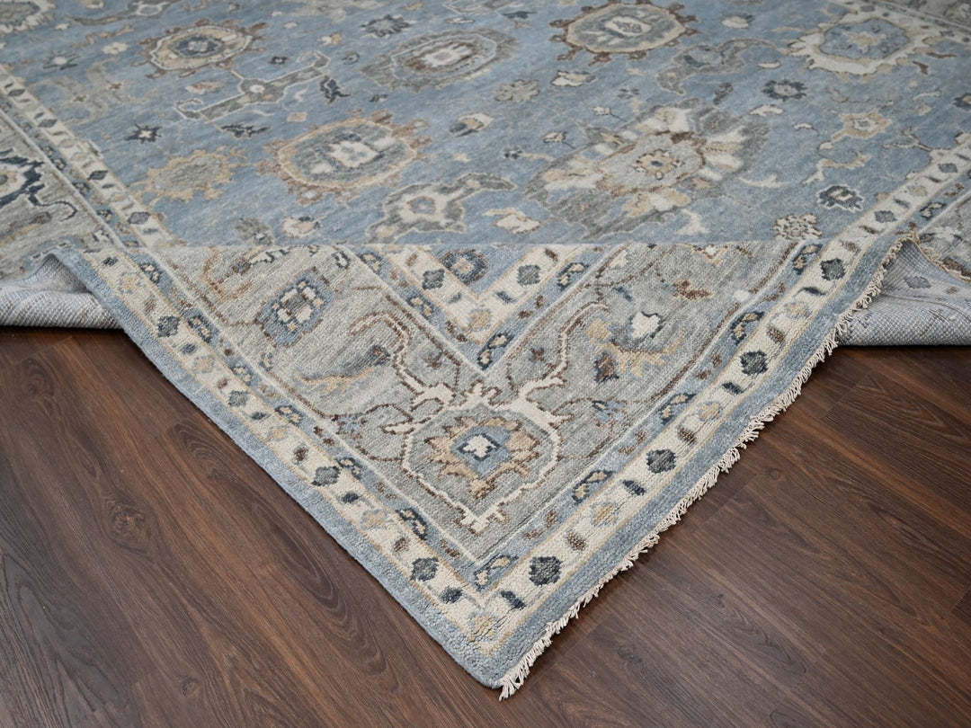 11'9" x 14'10" New Hand Knotted Grey Wool Rectangle Oriental Rug - MOA10284324
