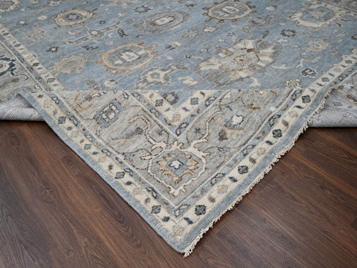 11'9" x 14'10" New Hand Knotted Grey Wool Rectangle Oriental Rug - MOA10284324