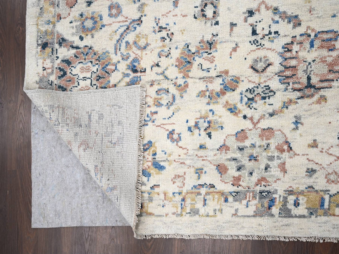 12'1" x 14'9" New Hand Knotted Ivory Wool Rectangle Oriental Rug - MOA10284331
