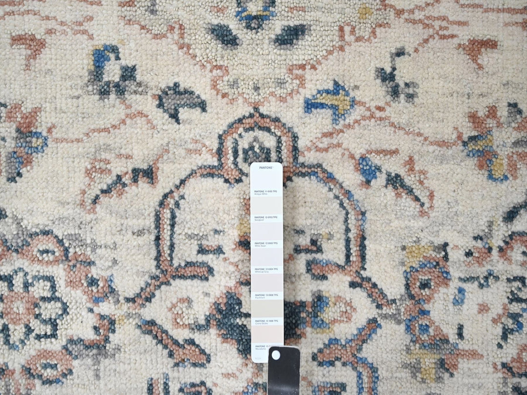 12'1" x 14'9" New Hand Knotted Ivory Wool Rectangle Oriental Rug - MOA10284331