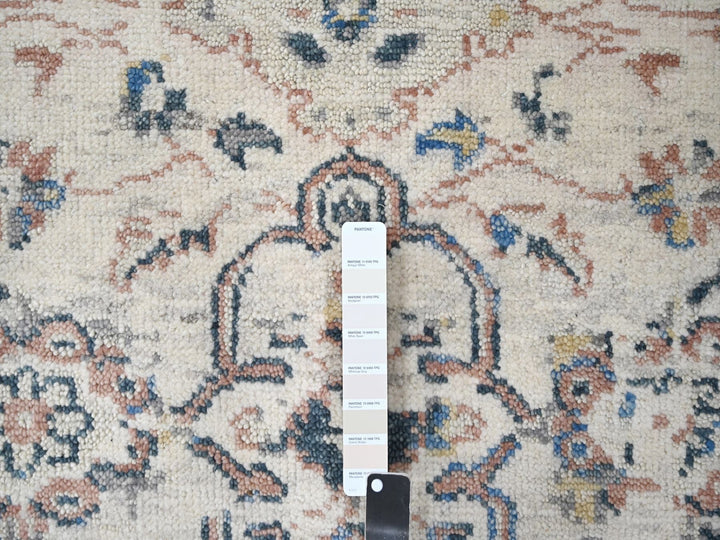 12'1" x 14'9" New Hand Knotted Ivory Wool Rectangle Oriental Rug - MOA10284331