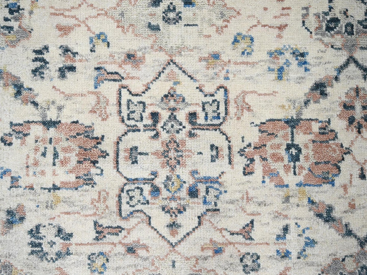 12'1" x 14'9" New Hand Knotted Ivory Wool Rectangle Oriental Rug - MOA10284331