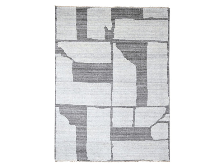 9'0" x 11'8" New Hand Knotted Grey Wool Rectangle Oriental Rug - MOA10284332