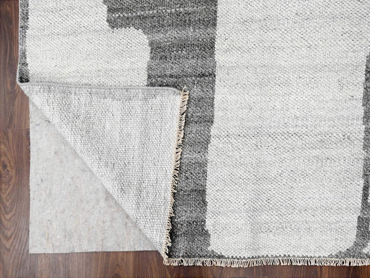 9'0" x 11'8" New Hand Knotted Grey Wool Rectangle Oriental Rug - MOA10284332
