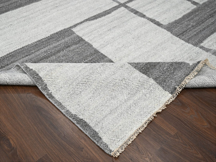 9'0" x 11'8" New Hand Knotted Grey Wool Rectangle Oriental Rug - MOA10284332