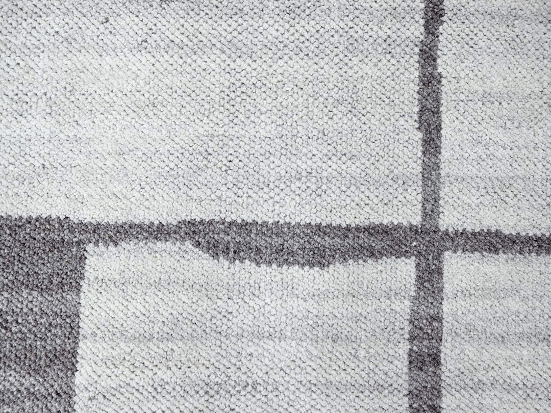 9'0" x 11'8" New Hand Knotted Grey Wool Rectangle Oriental Rug - MOA10284332