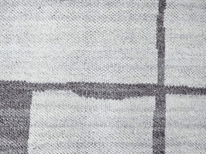 9'0" x 11'8" New Hand Knotted Grey Wool Rectangle Oriental Rug - MOA10284332